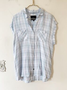 Rails Britt Light Blue Plaid Sleeveless Button Down Shirt M